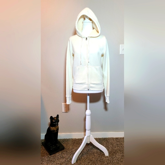 Authentic American Heritage Ivory Fleece Lined Hoodie Juniors Size Medium - Picture 3 of 7